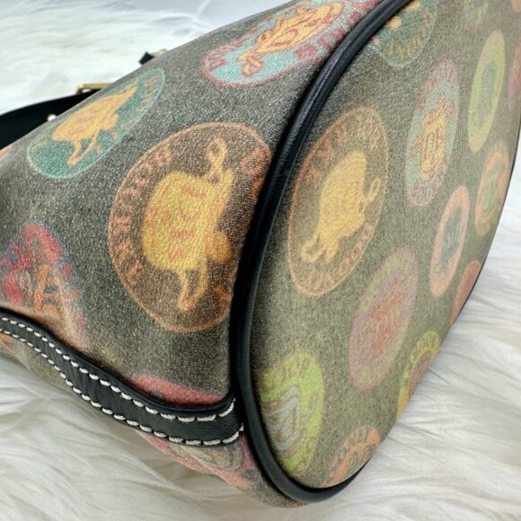 💰SALE💰 Dooney & Bourke Y2K Multi-Color Logo Circles Canvas Hobo Shoulder Bag - Picture 9 of 16